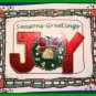 Christmas PIN #0057 JOY Red Enamel with Wreath ~Goldtone~
