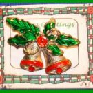 Christmas PIN #0048 Double Bells Goldtone & Red w/Green Enamel Holly ~Goldtone~ Christmas PIN #0048 Double Bells Goldtone & Red w/Green Enamel Holly ~Goldtone~