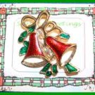 Christmas PIN #0032 VTG Bell w/Red Enamel & Green Enamel Holly ~Goldtone~ VGC Christmas PIN #0032 VTG Bell w/Red Enamel & Green Enamel Holly ~Goldtone~ VGC