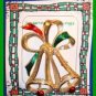 Christmas PIN #0015 VTG GERRYS Two Bell Enamel w/Bow Goldtone HOLIDAY Brooch VGC