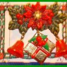 Christmas PIN #0005 VTG Celluloid Bells-Poinsettia-Gift Package~Goldtone HOLIDAY Christmas PIN #0005 VTG Celluloid Bells-Poinsettia-Gift Package~Goldtone HOLIDAY