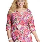 Clothing Just My Size Stud Tunic Top ~Coral Floral Color~ Size 2XL (18W-20W) NEW
