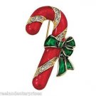 Christmas PIN Holiday Motif Pin Candy Cane Goldtone, Red & Green Enamel Christmas PIN Holiday Motif Pin Candy Cane Goldtone, Red & Green Enamel