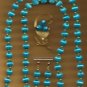 Necklace Handmade Spun Beads Set Turquoise ~Neck-Approx 31 inches+Earrgs-Brooch~