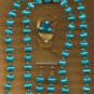 Necklace Handmade Spun Beads Set Turquoise ~Neck-Approx 31 inches+Earrgs-Brooch~