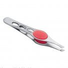 Tweezer w/Precision Slant -Expert Silicone Grip Stainless Steel & Pink Tweezer w/Precision Slant -Expert Silicone Grip Stainless Steel & Pink