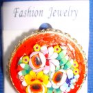 Jewelry #08 Vintage Micro Mosaic Floral Italian Pin/Brooch with Three Flowers