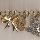 Christmas BRACELET #013 Goldtone Charm Santas-Tree-Bell-Snowman 8 inch w/Clasp Christmas BRACELET #013 Goldtone Charm Santas-Tree-Bell-Snowman 8 inch w/Clasp
