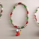 Christmas BRACELET #011 Snowman-Tree-Stock'g Beaded Stretch Charm 3 Set-No Clasp Christmas BRACELET #011 Snowman-Tree-Stock'g Beaded Stretch Charm 3 Set-No Clasp
