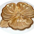 Collectible Dish Clover Shamrock Shape Glass Carnival JEANNETTE VGC Amber Color