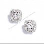 Earring Halo CZ Stud Round Earrings Silvertone Pierced ~NEW~ (Circa 2014)