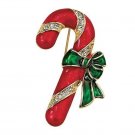 Christmas PIN Avon Holiday Motif Pin Candy Cane Goldtone, Red & Green Enamel