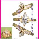 Ring CZ Marquise Ring Set of Three all Size 8 GOLDTONE
