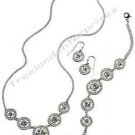 Necklace, Bracelet & Dangle Earrings Rose 3 Piece Gift Set~Silvertone~New In Box