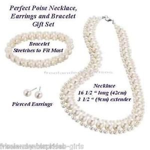 Necklace, Bracelet & Earring Perfect Poise 3 Piece Gift Set SILVERTONE NEW Boxed