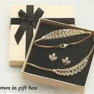 Necklace, Bracelet & Earring Sparkling Leaves Gift Set GOLDTONE ~NEW~