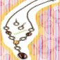Necklace, Earring Simple Glam "Y" BROWN Gift Set ~ NEW Boxed