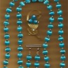 Necklace, Earring & Pin Handmade Spun Beads Set Turquoise ~Neck-Approx 31 inches Necklace, Earring & Pin Handmade Spun Beads Set Turquoise ~Neck-Approx 31 inches