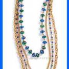 Necklace Sparkling Metallic Multi Strand Neckllace Goldtone Blue-Green New Boxed Necklace Sparkling Metallic Multi Strand Neckllace Goldtone Blue-Green New Boxed