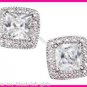 Earring Brilliant CZ Stud Princess Earrings Silvertone Pierced ~NEW~(Circa 2015)