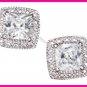 Earring Brilliant CZ Stud Princess Earrings Silvertone Pierced ~NEW~(Circa 2015)