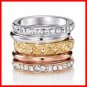Ring Triple Threat 5-Piece Ring Set ~Silvertone-Goldtone-Rose~Size 8~ NEW Boxed