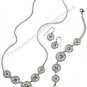 Necklace Bracelet & Earring Dangle Rose 3 Piece Gift Set ~Silvertone~ Avon New
