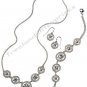 Necklace Bracelet & Earring Dangle Rose 3 Piece Gift Set ~Silvertone~ Avon New