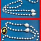 Necklace Bracelet Set White Beads with Goldtone thru each Bead