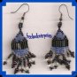 Earring Beaded Dangling Pierced Earrings Black & Blue Pierced NEW