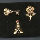 Christmas PIN Avon Tac Pin Gift Set of Three Tac Pins ~ Key ~ Rose ~ Tree (1 ea)