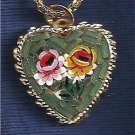 Jewelry #11 Vintage Micro Mosaic HEART Pendant Necklace Green Made in Italy Jewelry #11 Vintage Micro Mosaic HEART Pendant Necklace Green Made in Italy