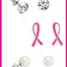 Breast Cancer Crusade 3 Piece Earring Set Pierced Silvertone NEW Boxed (2015) Breast Cancer Crusade 3 Piece Earring Set Pierced Silvertone NEW Boxed (2015)