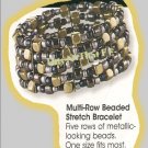 Bracelet Multi Row Beaded Stretch 5 Rows of Beads NEW