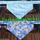 Dog Reversible Neckerchief Collar Sleeve Blue Flowers and Pink Stripes Dog Reversible Neckerchief Collar Sleeve Blue Flowers and Pink Stripes