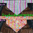 Dog Reversible Neckerchief Collar Sleeve Pink Flower & Stripes