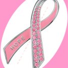 Breast Cancer Crusade Pin ~ Pink Hope Sparkling Ribbon Silvertone Rhinestones ~ Breast Cancer Crusade Pin ~ Pink Hope Sparkling Ribbon Silvertone Rhinestones ~