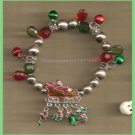 Christmas BRACELET #033 Sleigh with Dangles Bead Stretch Charm Bracelet~No Clasp Christmas BRACELET #033 Sleigh with Dangles Bead Stretch Charm Bracelet~No Clasp