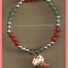 Christmas BRACELET #032 Merry Christmas Charm & Beads ~Stretch Bracelet~No Clasp