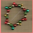 Christmas BRACELET #040 Colorful Jingle Bell Beaded Stretch--Green-Red-Gold--NEW