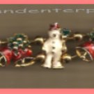 Christmas BRACELET #028 Goldtone 7 Slide Charms+Crescent Moon-7 1/4 inch w/Clasp Christmas BRACELET #028 Goldtone 7 Slide Charms+Crescent Moon-7 1/4 inch w/Clasp