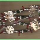 Christmas BRACELET #037 Snowman & Snowflake Beaded Stretch Charm  ~ No Clasp ~