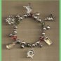 Christmas BRACELET #034 Tree, Santa etc & Beaded Stretch Charm Bracelet~No Clasp