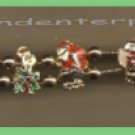 Christmas BRACELET #029 Goldtone 10 Slide Charms+Crescent Moons-7 1/2 in w/Clasp