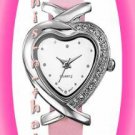 Watch Classic Heart Watch Silvertone Pink Strap NIB (Old Stock) Watch Classic Heart Watch Silvertone Pink Strap NIB (Old Stock)