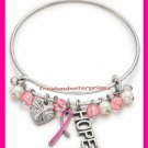 Breast Cancer Crusade Charm Bracelet ~ Pink & Silvertone ~ NEW Boxed~Great Gift~