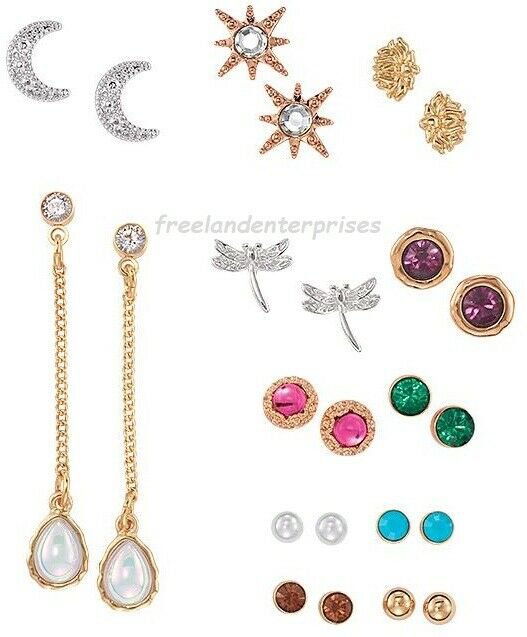 Earring Good Vibes Earring Pack ~ 12 Pair/Sets Pierced Earrings ~  ~ NEW Boxed ~