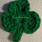 Pin St Patrick's Day Crocheted Shamrock Holiday Pin Handmade Green 2 1/4"X2 1/2"