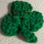Pin St Patrick's Day Crocheted Shamrock Holiday Pin Handmade Green 2 1/4"X2 1/2"