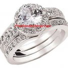 Ring CZ Solitaire Ring With Jacket Set ~Silvertone~ Size 8 (New Old Stock) @2013